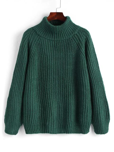 Maglione A Maniche Raglan Con Collo Alto Blackish Green