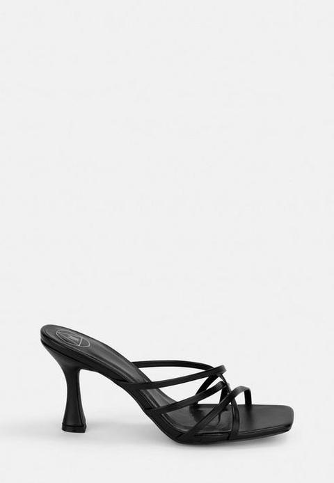 Black Strap Over Low Feature Heels, Black