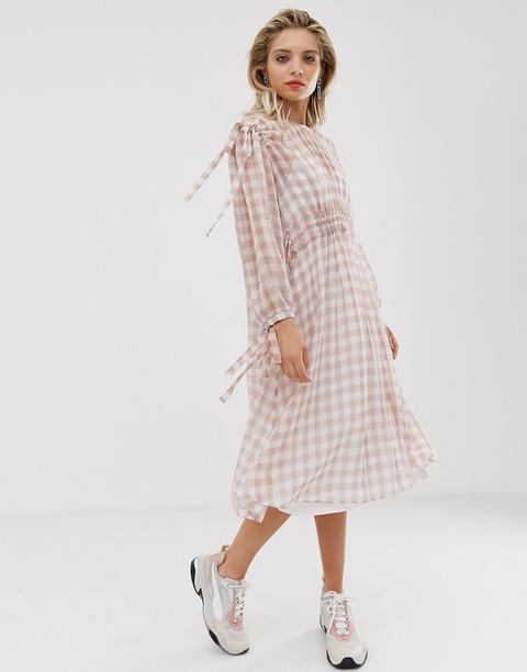 gingham ruched dress