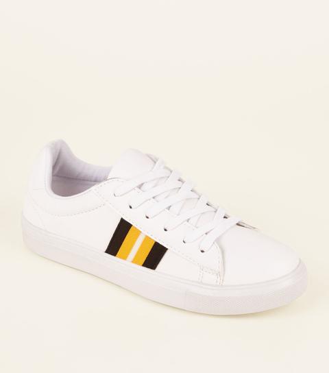 girls white leather trainers