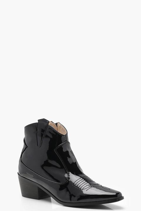 Patent Western Ankle Boots