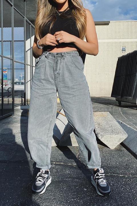 Daydreaming High Rise Mom Jeans - Washed Grey