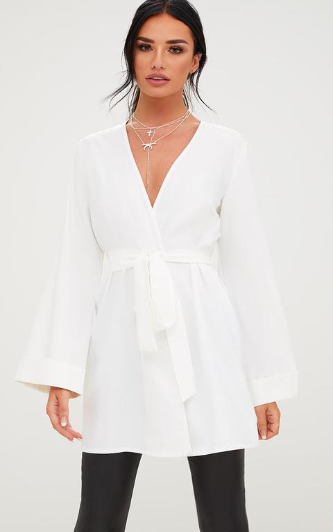 White Oversized Longline Blazer, White