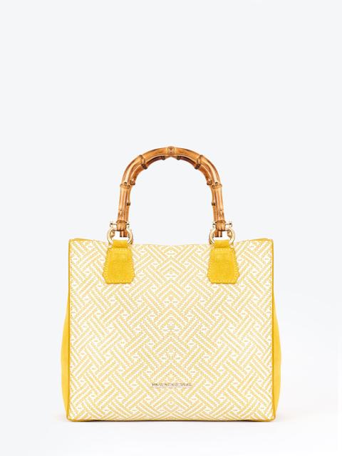 Rinascimento Shopper In Pelle Con Manici Di Bambù
