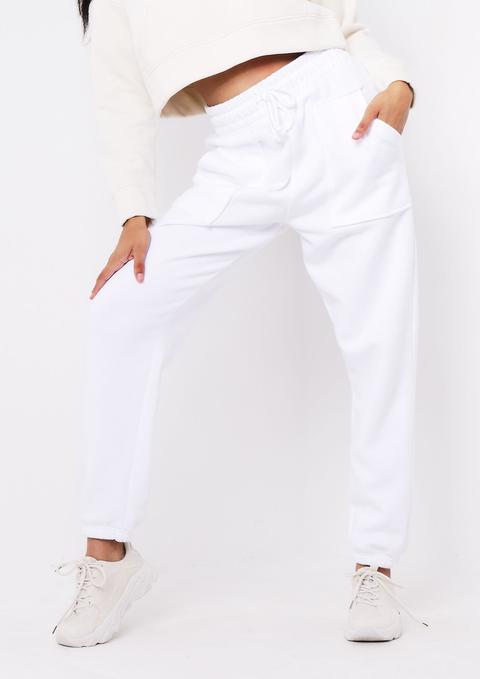 Romy White Pocket Front Oversized Joggers