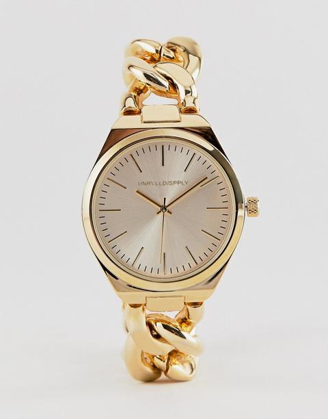 Reloj De Pulsera Dorado Con Cadena Barbada De Asos Design