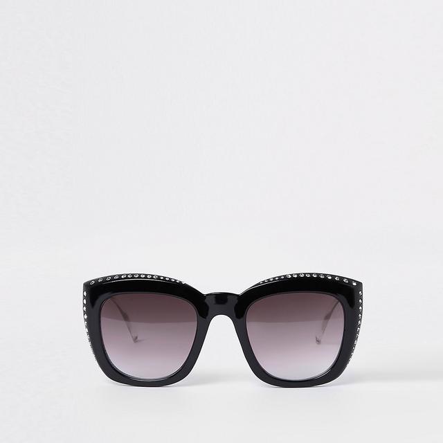river island black diamante moletom com capuz