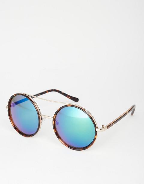 Gafas De Sol Redondas Tintadas En Azul De New Look