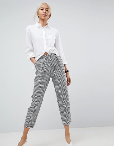 Pantalones Tapered Con Diseño De Cuadros De Pata De Gallo De Asos Tailored