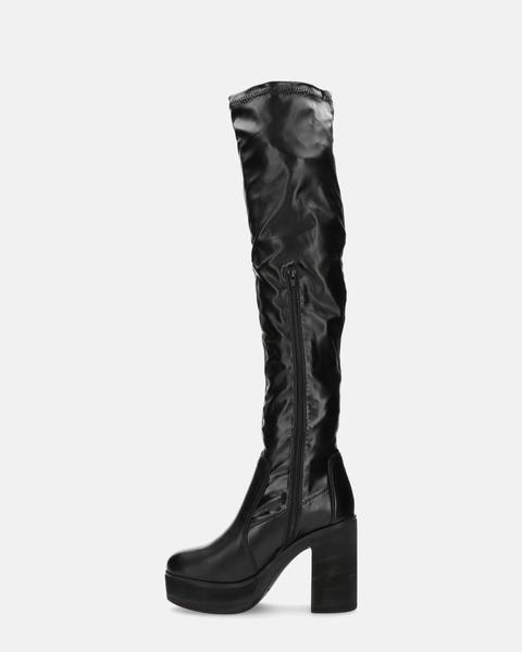 Sylvie - Over The Knee Boots With Black Pu Heel