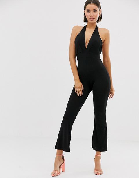 Tfnc Combinaison Dos Nu Evasee Col V Profond Noir From Asos On 21 Buttons