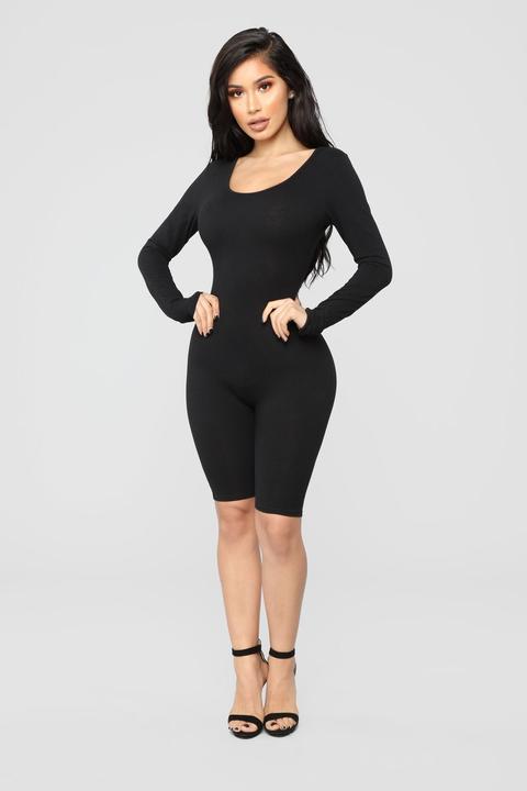 Nellie Biker Short Romper - Black