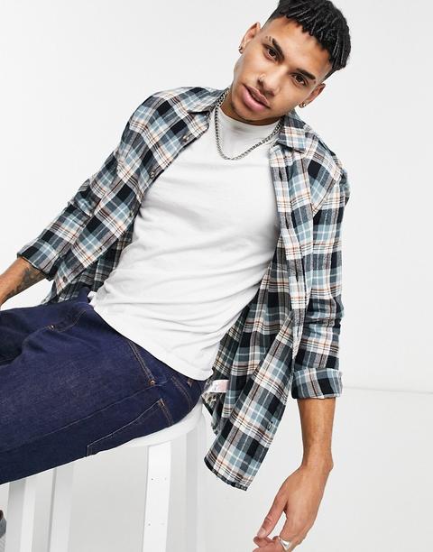 Topman Checked Shirt In Blue