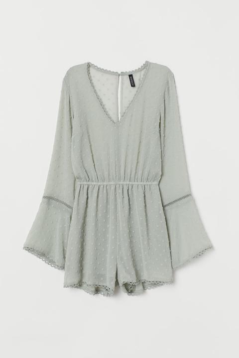 H & M - Tuta In Plumetis Di Chiffon - Verde