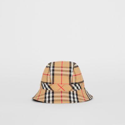 Sombrero De Pesca En Algodón A Cuadros Vintage Checks (amarillo Antiguo) | Burberry