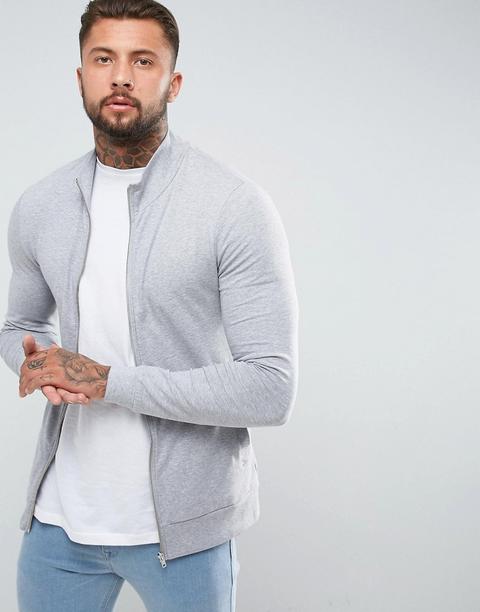 Asos - Giacca Della Tuta Attillata Grigio Mélange - Grigio