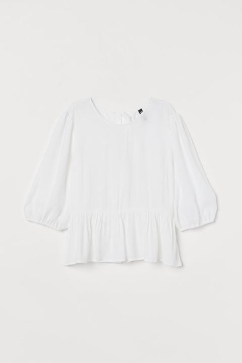 Blusa Con Manga Puffy - Blanco