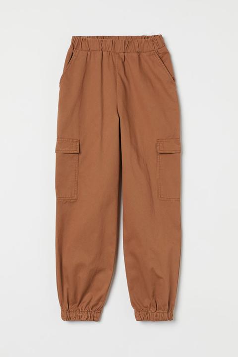 Twill Utility Joggers - Beige