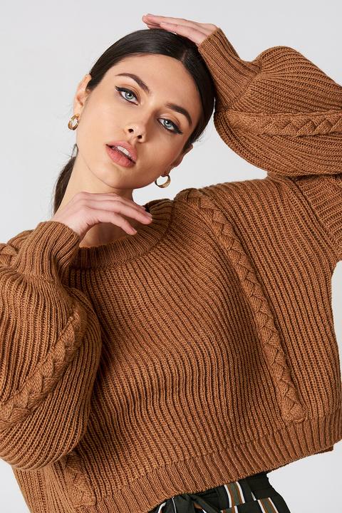 Short Cable Knitted Sweater Copper