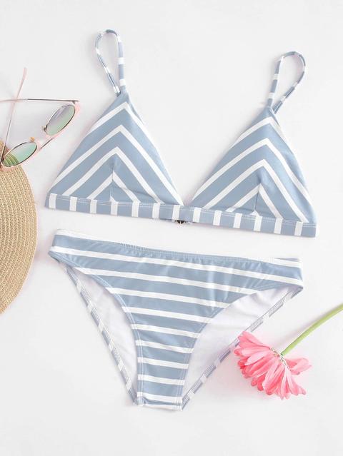 Conjunto De Biquini De Rayas En Triángulo
