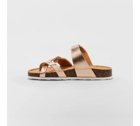 rose gold footbed sandals