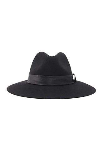 Forever 21 Satin-trim Wool Fedora Black