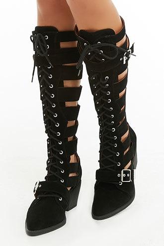 cut out knee high boots