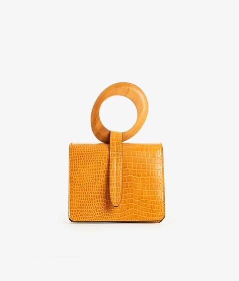 Bolso Flap Asa Madera Mostaza