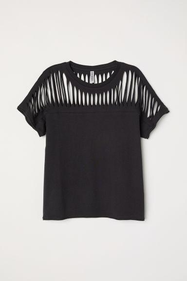 H & M - Top In Jersey Strappato - Nero