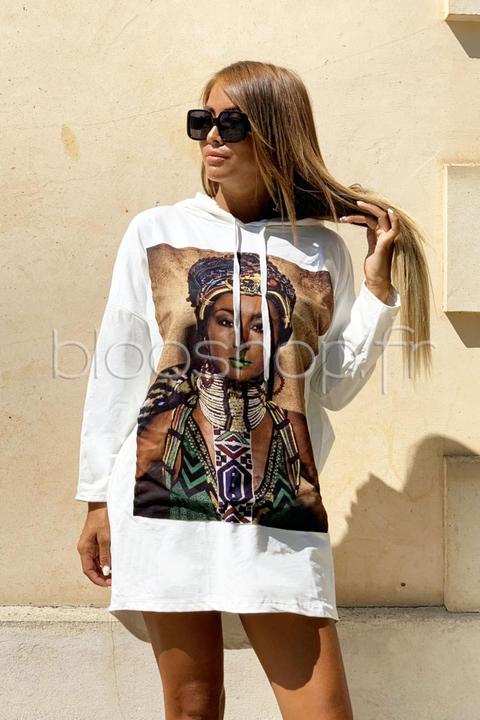Robe Pull Africa Femme Blanc