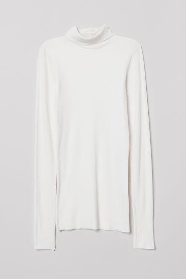 H & M - Maglia Collo Alto In Cashmere - Bianco