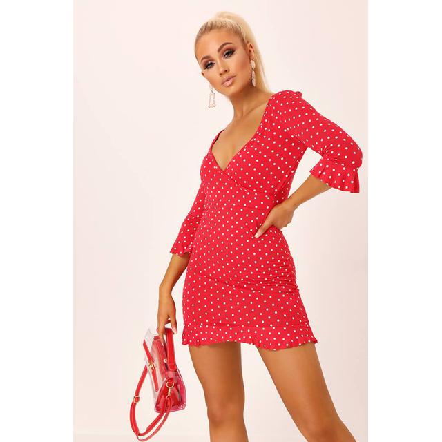 red polka dot tea dress