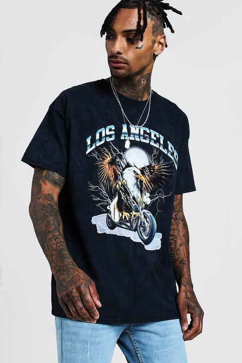 Loose Fit Wash Los Angeles Print T-shirt