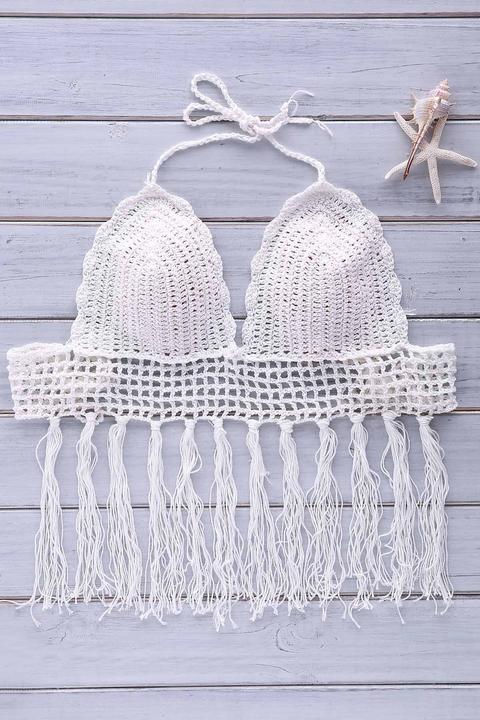 Crochet Halter Solido Di Colore Bikini