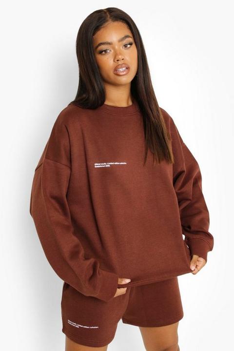 Womens Official Text Sweat Short Tracksuit - Brown - S, Brown