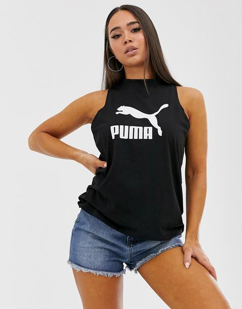 Puma High Neck Logo Top In Black