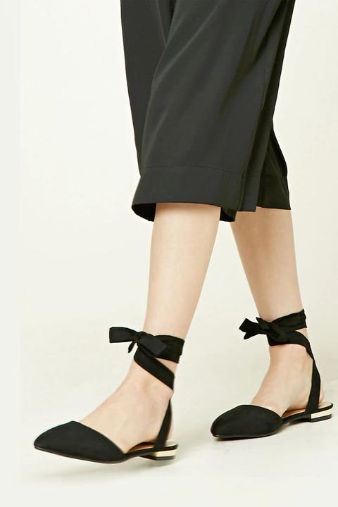 Strappy Faux Suede Flats