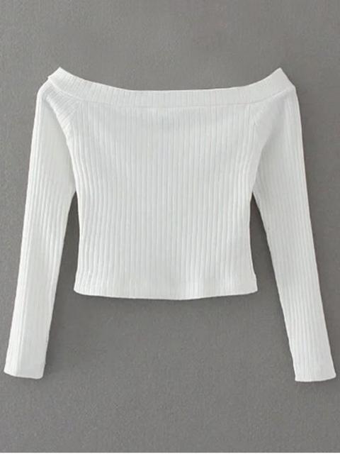 Ribbed Off Shoulder Cropped T-shirt