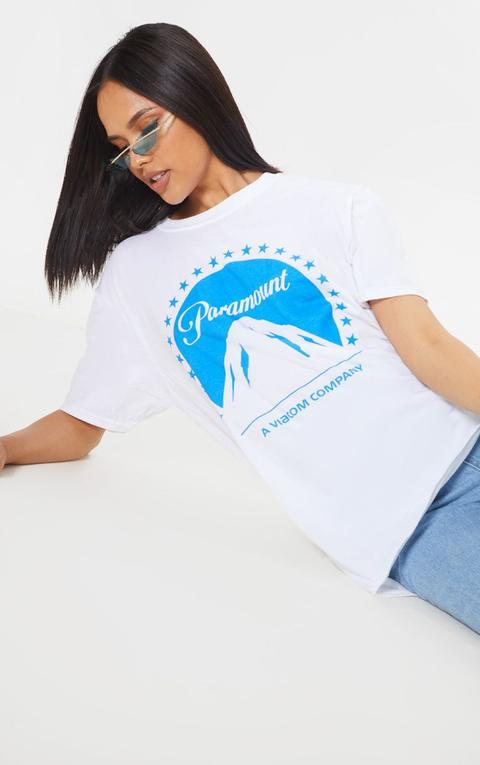 White Paramount Slogan Oversized T Shirt