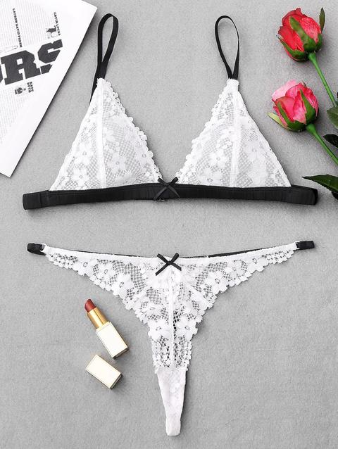 Set Reggiseno In Pizzo Bicolore