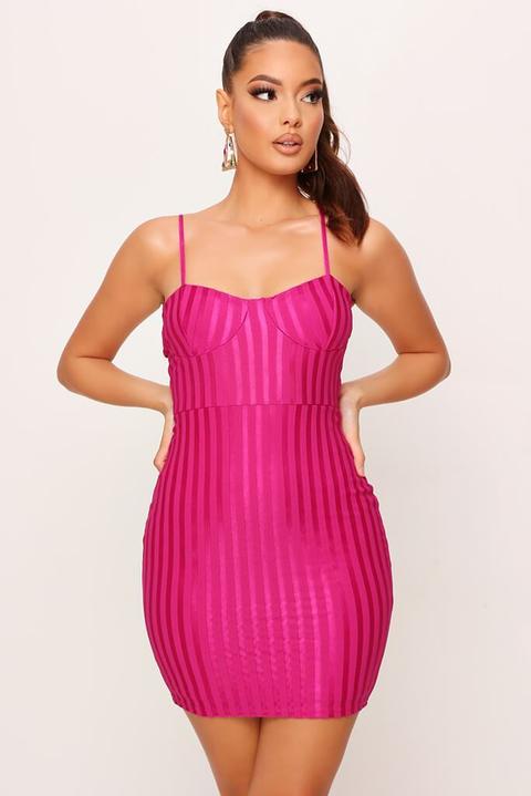 Pink Stripe Cami Bodycon Dress , Pink