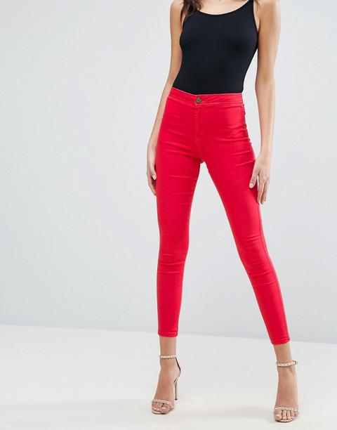 Asos - Rivington - Jeggings Di Jeans Vita Alta Rossi - Rosso