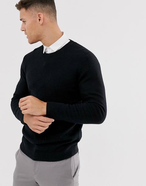 Asos Design – Schwarzer Pullover Aus Lammwolle