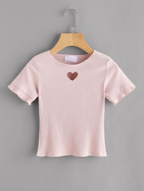 T-shirt A Coste Con Apertura A Cuore