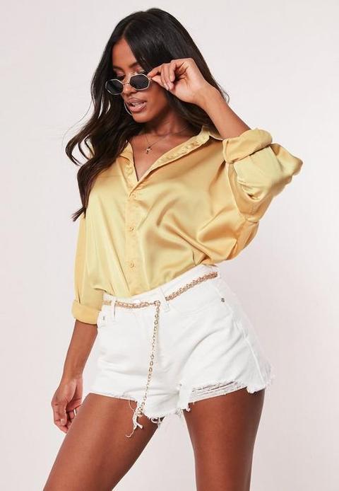 Mustard Extreme Oversized Satin Shirt 