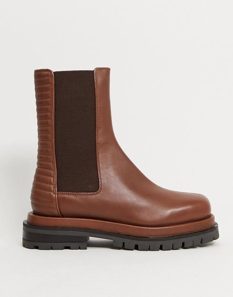 Asos Design Antarctic Premium Leather Pannellled Chelsea Boots In Brown