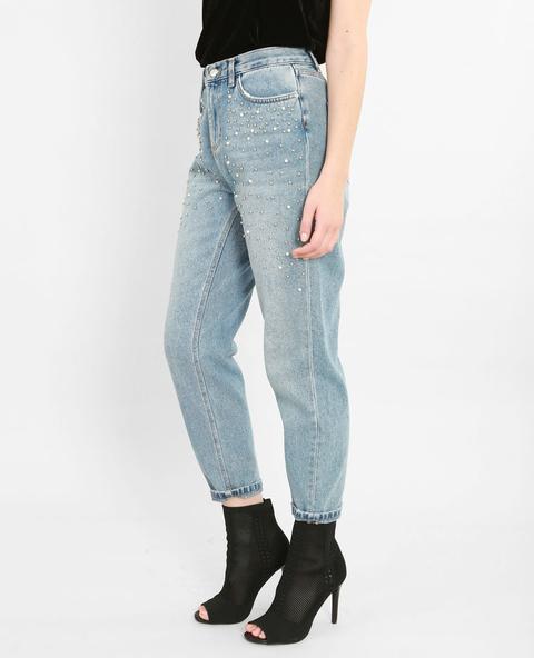 Jeans Mom Con Perle