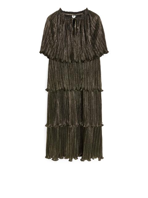 Pleated Jersey Dress - Black