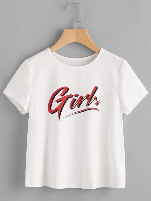 Camiseta De Mangas Cortas Con Estampado De Girls