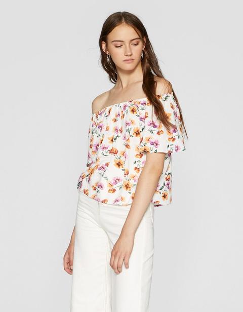 Camicia A Fiori Ecru